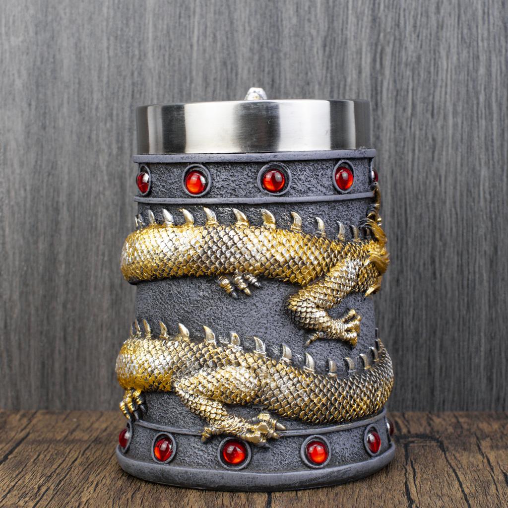 Mighty Asian Dragon Mug Tankard 304 Stainless Steel Resin 3D Retro Beer Tankard Stein Cup Mugs BEST Birthday Gift 600ml 20oz