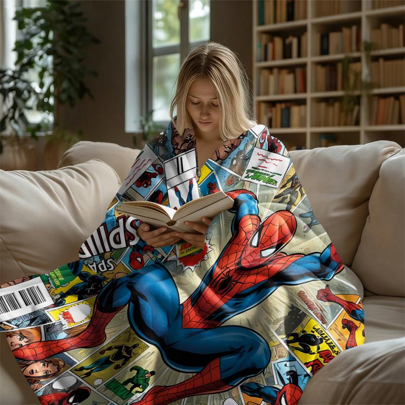 Retro Comic Spider-Man Flannel Blanket Soft Warm Fluffy Lightweight Throw Sofa Couch Bed Cover Nap Shawl Teens Man Cave Decor