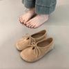 Retro Suede Round Head Shallow Mouth Single Shoes Women's 2024 Autumn New Lace-up Flat Bottom Soft Sole Pregnant Women Ugly Cute Boken Shoes