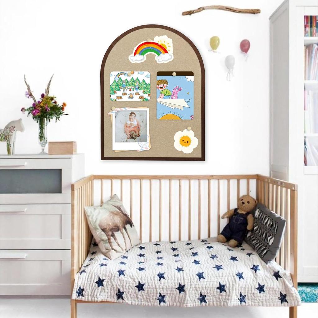 Large Cork Board Alternative, 23.6" x 31.5" Arch Felt Bulletin Board with 20 Wooden Pushp & Safe Removable Adhesive Tabs, Display Board for School,