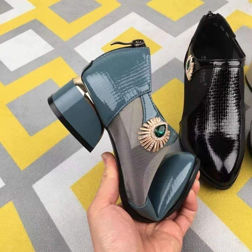 Cresfimix Zapatos Mujer женские симпатичные туфли с круглым носком темно-синего цвета с сетчатым дышащим квадратным каблуком женские повседневные черные туфли-лодочки A1294