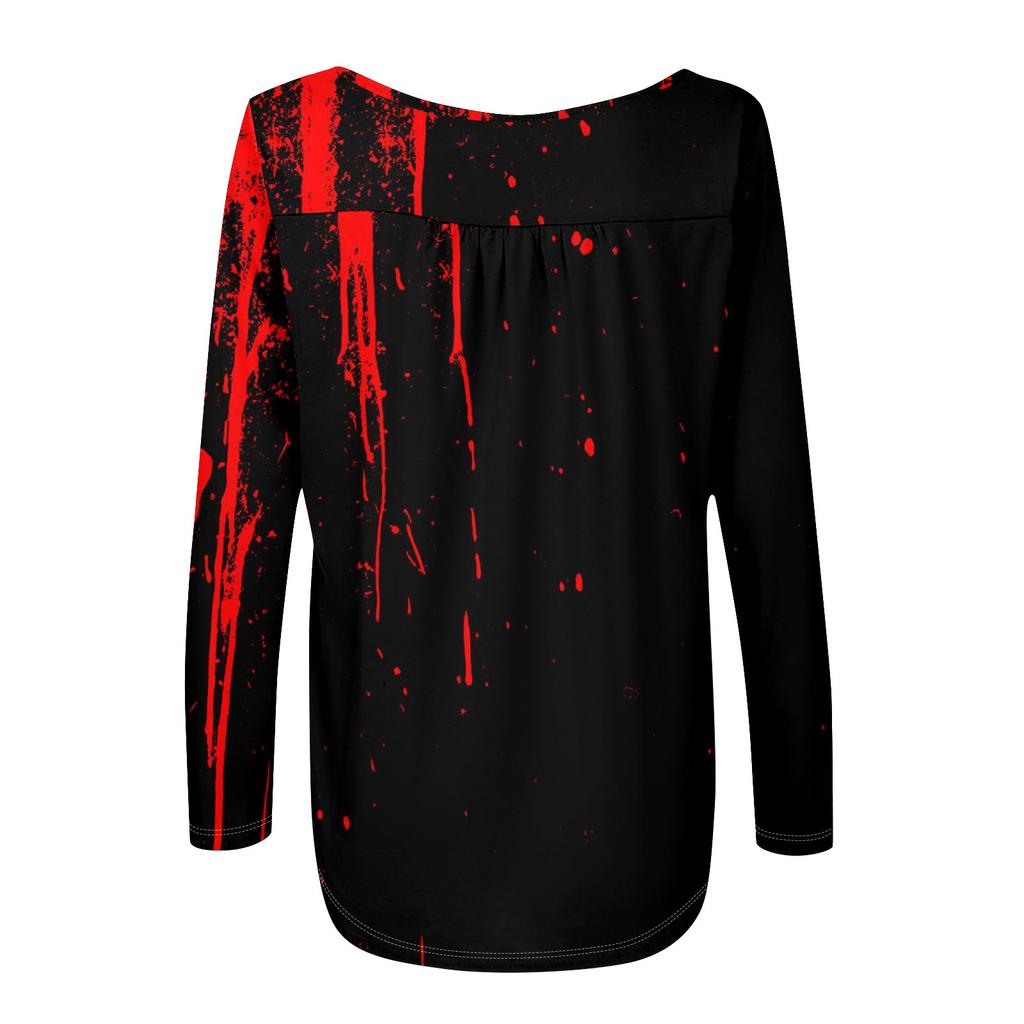 Женская туника с длинным рукавом, свободные топы, повседневные топы оверсайз, плиссированная туника, застегивающаяся на пуговицы, повседневные женские топы с принтом