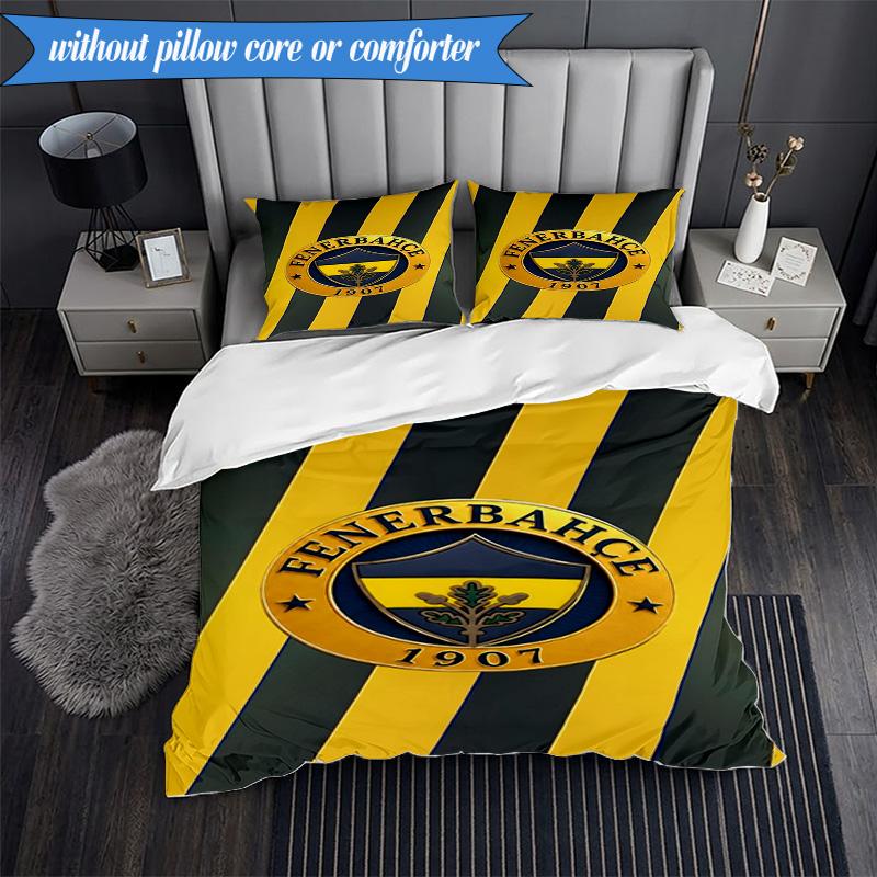 3PCS Fenerbahçe Crest Design Bedding Set 2D Printing (Includes 1 Duvet Cover + 2 Pillowcases Coreless), Bedroom decor,Fan gift