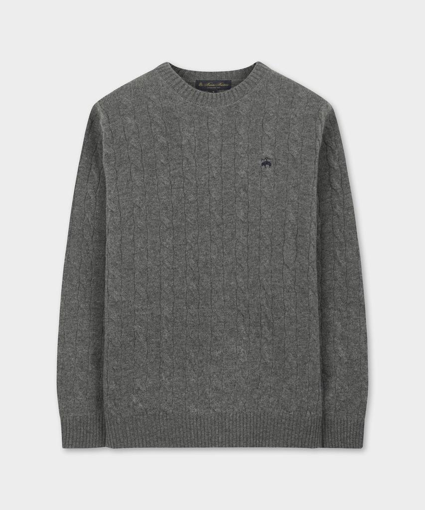 Шерстяной свитер с косами BROOKS BROTHERS (серый) (Bbwrmbf401)