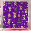 Funny Christmas Puppy Shower Curtain Christmas Tree Gift Bow Snowflake Polyester Fabric Shower Curtain Bathroom Decor With Hooks