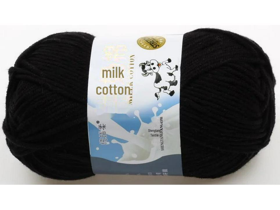 Комплект из 5 нитей детской шерстяной шапки и шарфа из молочной хлопковой пряжи средней толщины, ручная работа