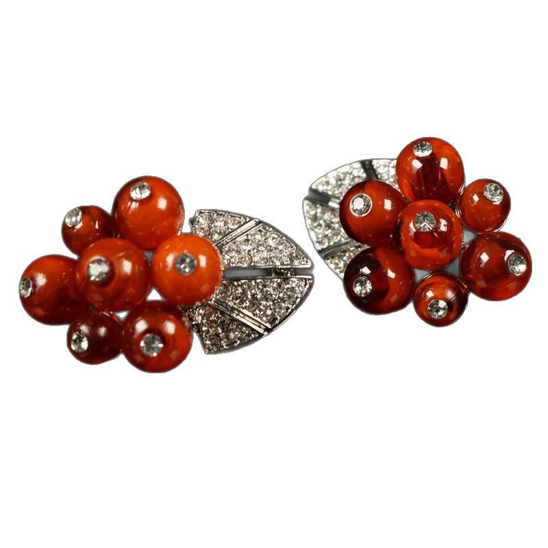 Темперамент Красные Бусины Бриллиантовый Свет Роскошные Простые Высококлассные Модные Серьги Универсальные Клипсы для Ушей Игла из Серебра 925 пробы