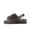 UGG Fluff Yeah Slide Charcoal Women Sneakers Grey 1095119-CHRC