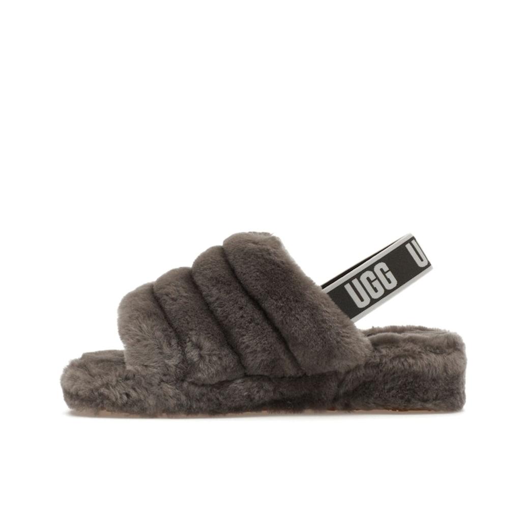 UGG Fluff Yeah Slide Charcoal Women Sneakers Grey 1095119-CHRC