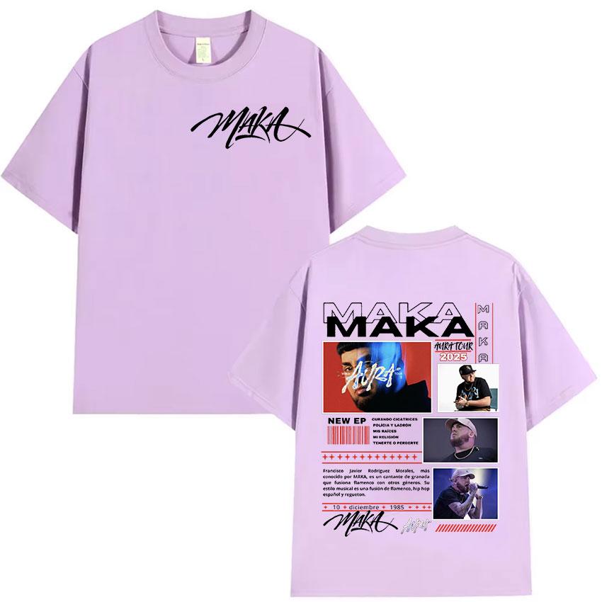 Maka Aura Tour 2025 Album Print T Shirts Mens Hip Hop Retro Style Short Sleeve Tshirt Rap Unisex Gothic Clothing Cotton Tshirt