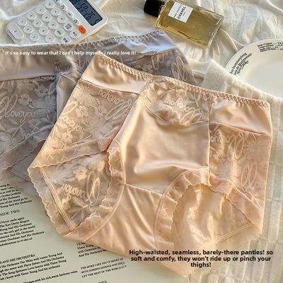 Большой размер женские весенне-осенние сексуальные трусики с кружевной отделкой, дышащие