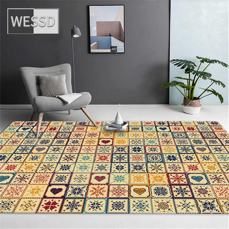 Коврик в этническом стиле в стиле ретро, ​​ковер с геометрическим клетчатым принтом, большой коврик для журнального столика, ковер для гостиной, спальни, большой коврик для кухни