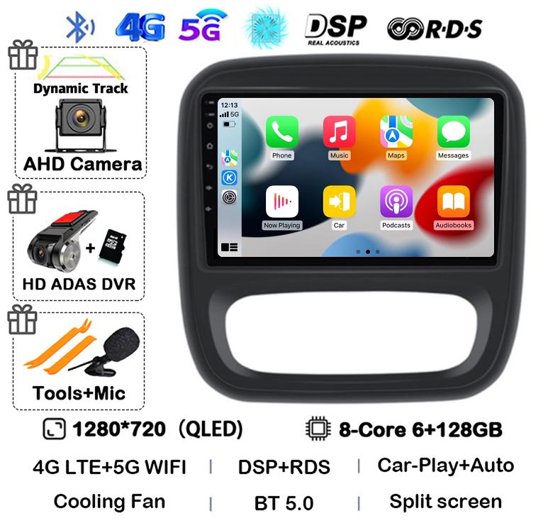 Android 14 Carplay Auto для Renault Trafic 3 2014-2021 Opel Vivaro B 2014-2018 BT Авторадио GPS Мультимедийный Плеер Стерео WIFI+4G