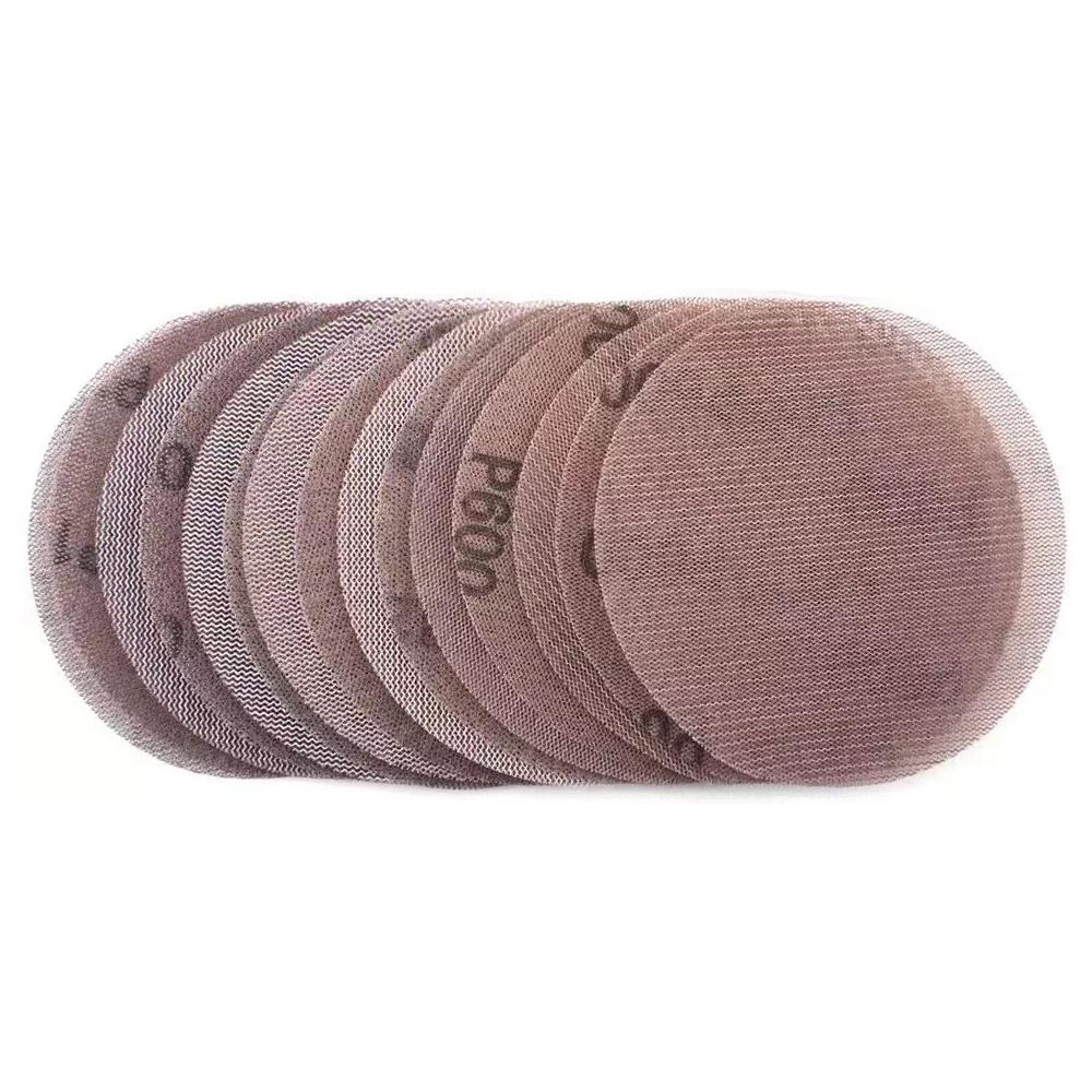 10Pcs 4/5/6/7inch Mesh Sanding Discs Hook&Loop Abrasive Dust Free Disc Anti-Blocking Sharp Grinding Sandpaper for Wood Furniture