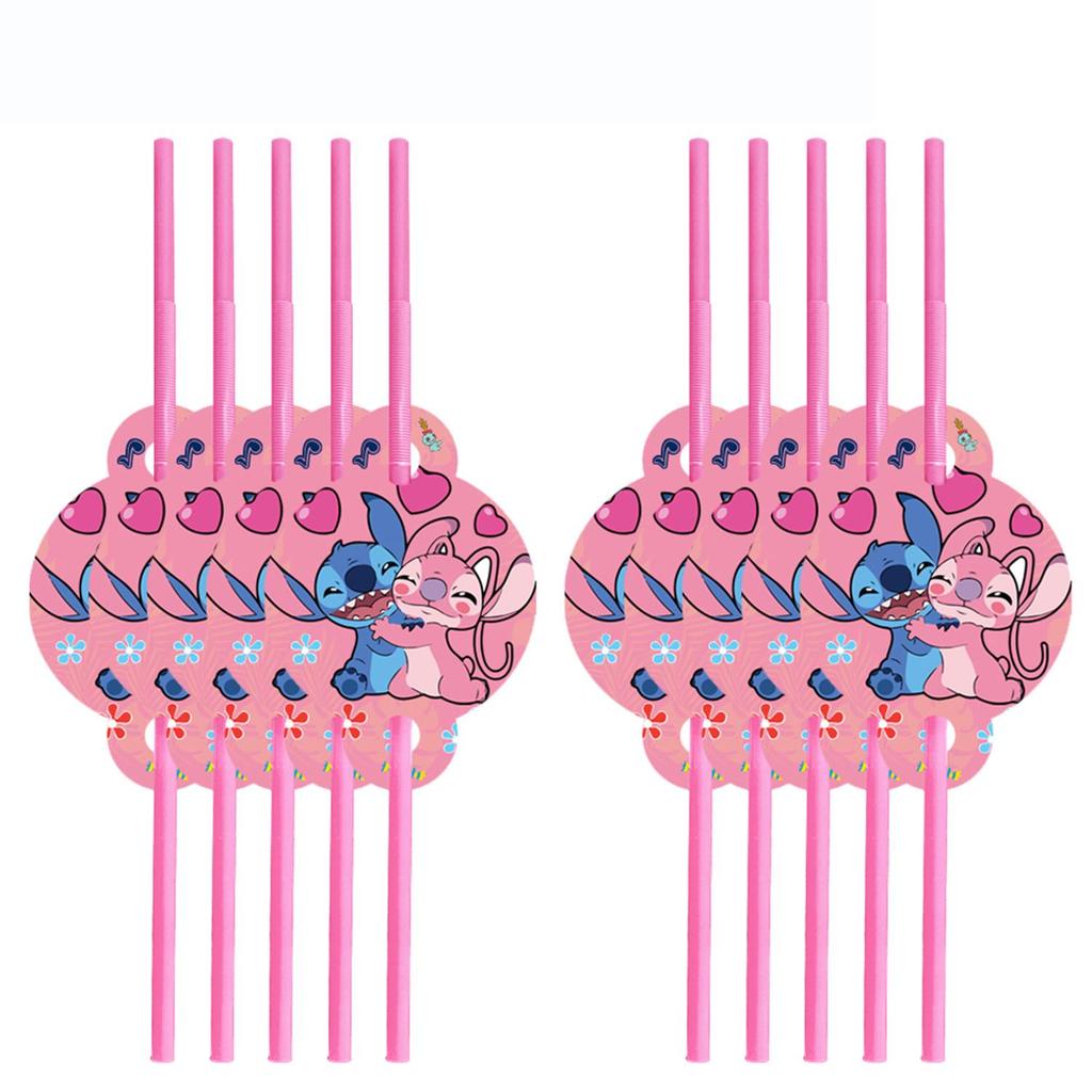 Best-Selling Pink Stitch Birthday Party Tableware Set: Paper Plates, Cups, and Tablecloth.