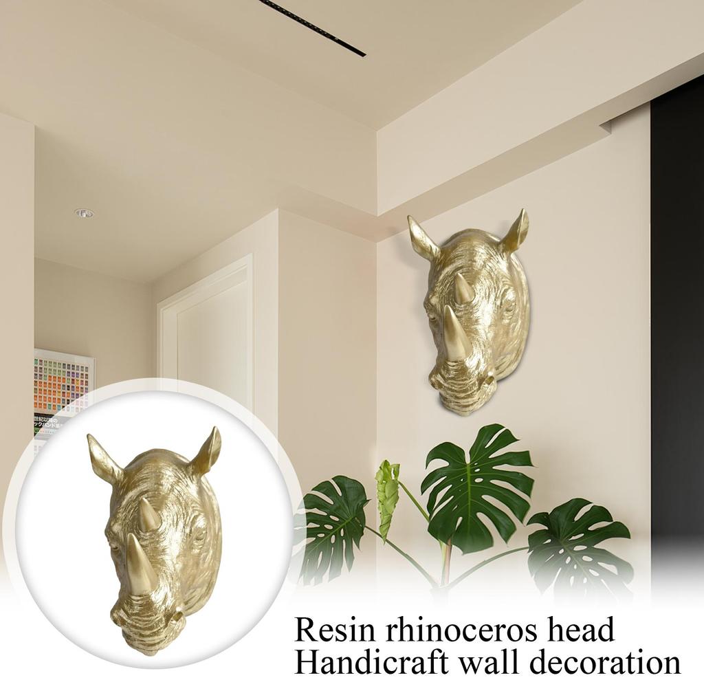 Modern Minimalist Home Decor - Resin Rhino Head Wall Art Creative Animal Head Wall Decoration Pendant