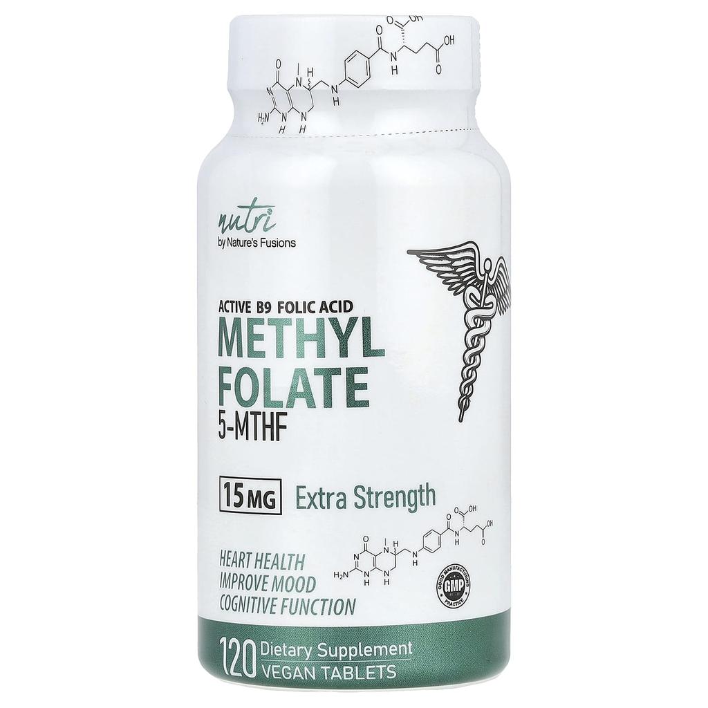 Nutri, Метилфолат, Повышенная сила, 15 мг, Веганские таблетки, 120 таблеток