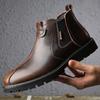 Ботинки Челси Мужские британские ботинки Martin Высокие кожаные зимние бархатные теплые средние ботинки Мужские короткие ботинки на платформе