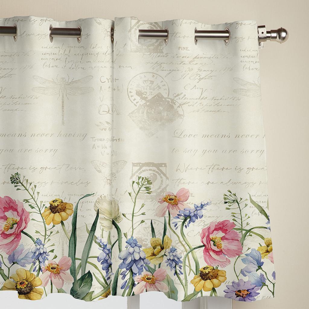 Spring Flowers Plants Wildflowers Modern Window Curtains for Living Room Bedroom Curtain Kitchen Treatment Blinds Drapes