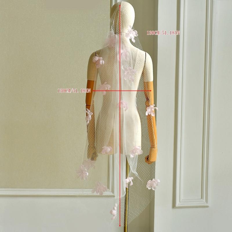 Classic White Fingertip Length Wedding Veils Easy To Secure Polyester Flower Hair Accessory For Bride