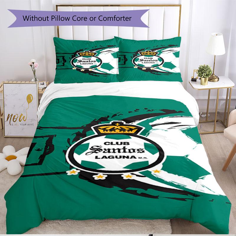 3pcs Duvet Cover Set (1*Duvet Cover + 2*Pillowcase, Without Core), Club Santos Laguna Print Soft All‑Season Bedding Set, Home Bedroom Decor Gift