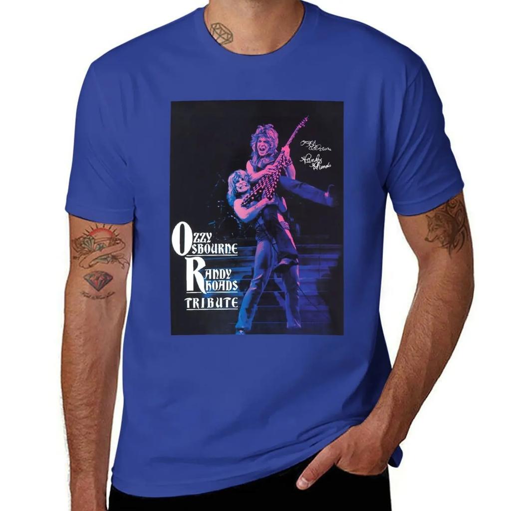 American Guitarist Randy Rhodes Tribute Signature Rhoads Jackson Tshirt Blue Archive Plus Size Clothes Short Sleeve Tee Unisex