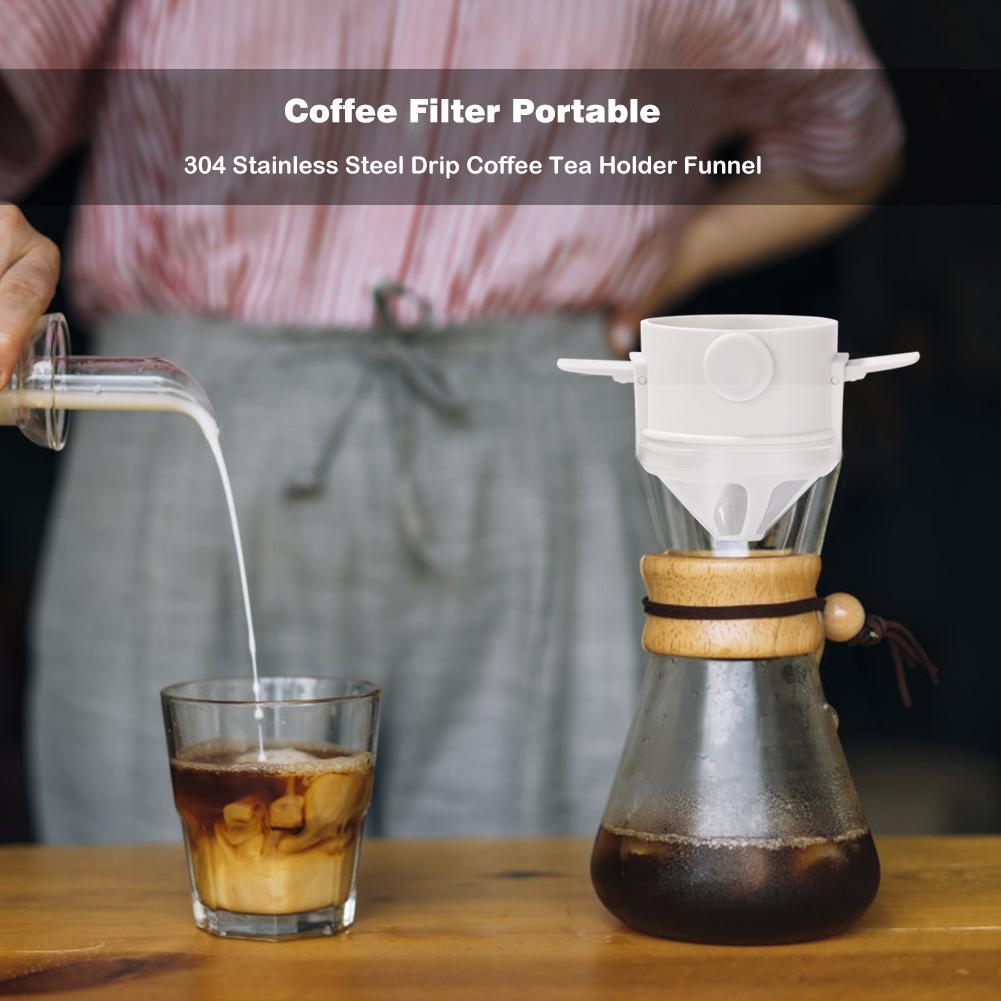 Foldable Portable Coffee Filter Coffee Maker Stainless Steel Drip Coffee Tea Holder Reusable Paperless Pour Over Coffee Dripper