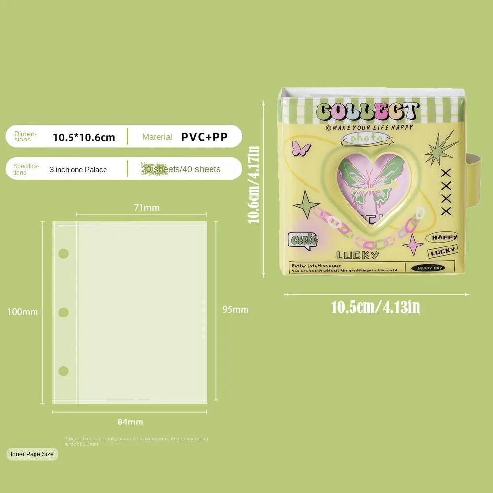 New Kawaii Butterfly Photo Album PVC Love Heart Hollow 3In Card Holder Mini Idol Card Collection