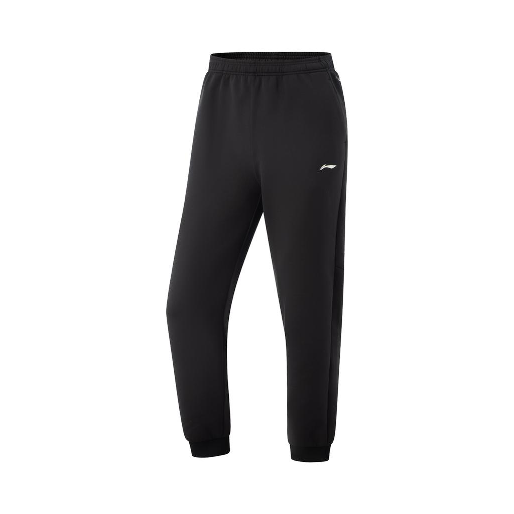 Li-Ning Comfortable Simple Versatile Casual Tapered Mid-Waist Knitted Sports Pants Women Bottoms Black AKYV140-1