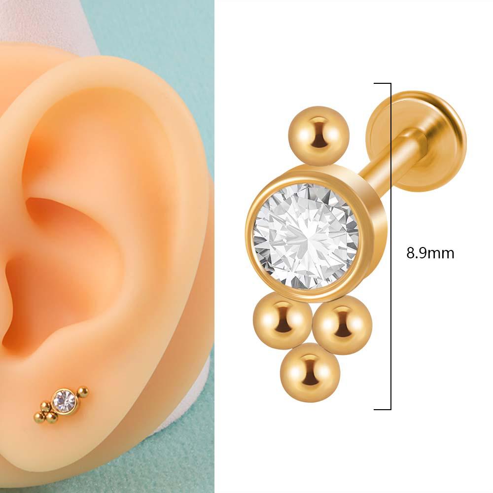 Титан G23 и сталь 16G Кольцо для губы-треугольника с драгоценным камнем CZ, серьга-кристальный кластер