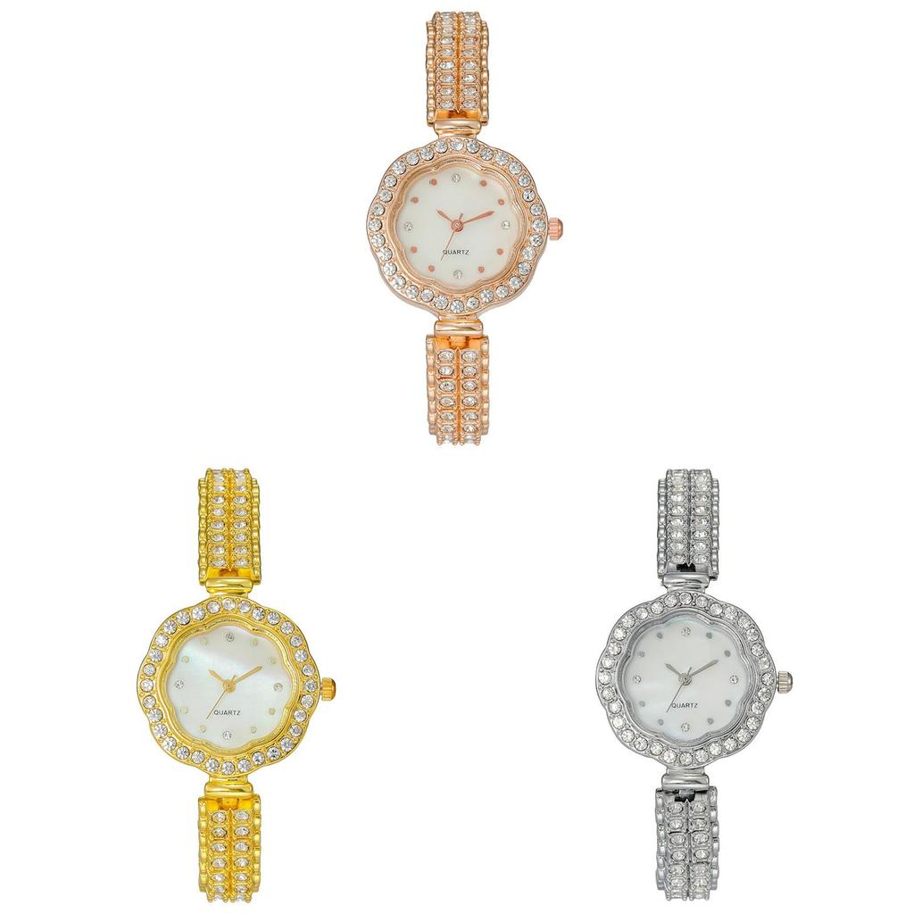 Womens Jewelry Style Metal Watch With Quartz Core And Flower Dial Design