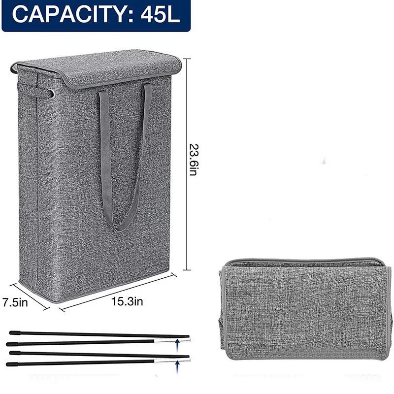 Корзина для белья с крышкой 45 л, Съемная ручная корзина для грязной одежды, Корзина для сортировки и хранения одежды и игрушек для спальни