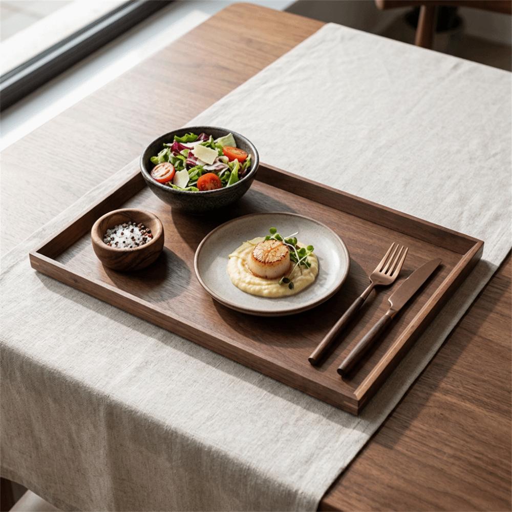 Solid Wood Serving Plate Rectangle Shape Decorative Platter Practical Wooden Platter Kitchen Table