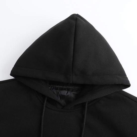 Men Heated Hoodie with 3 Heat Levels USB Heating Big Front Pocket Adjustable Temperature Settings Ribbed Cuffs Hem Top Long Sleeve Electric Hoodie