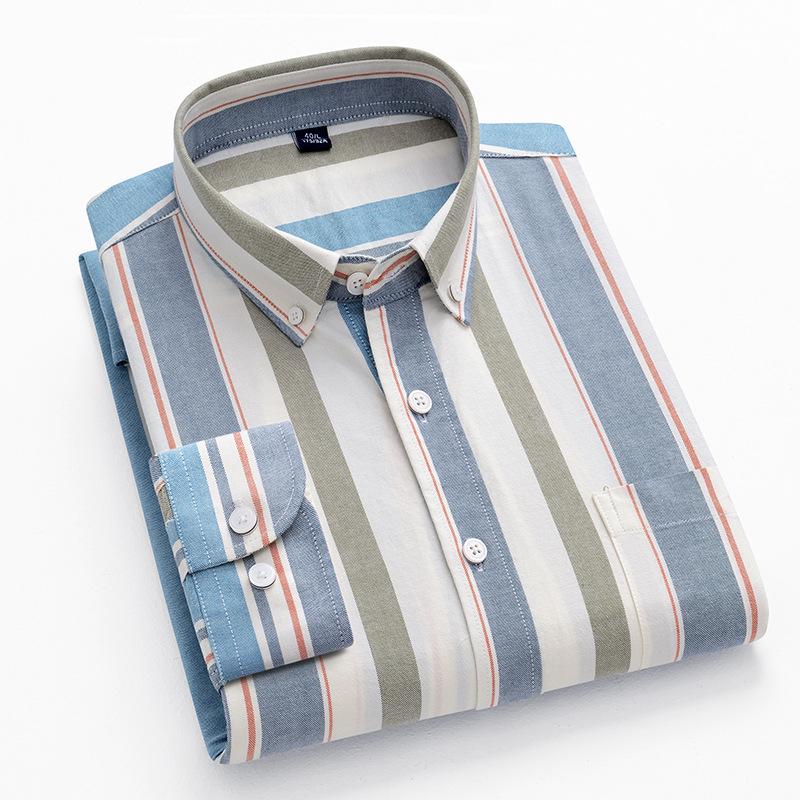 Весна и осень Новая рубашка Oxford Spun Cotton с длинными рукавами Мужская универсальная рабочая рубашка без глажки Мужская деловая рубашка Inch
