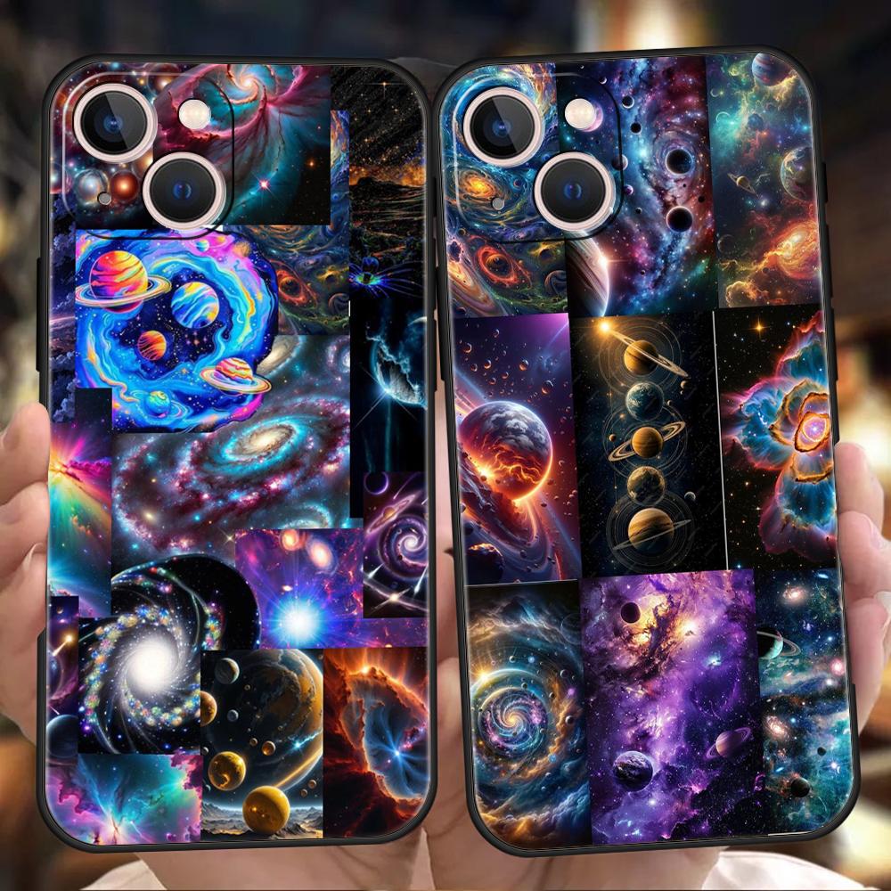 Чехол для телефона Cover для iPhone 17 16 15 14 13 12 Pro Max 11 Pro Max 17 AIR Plus Ударопрочный Мягкий ТПУ Корпус Вселенная Звездное Небо Луна