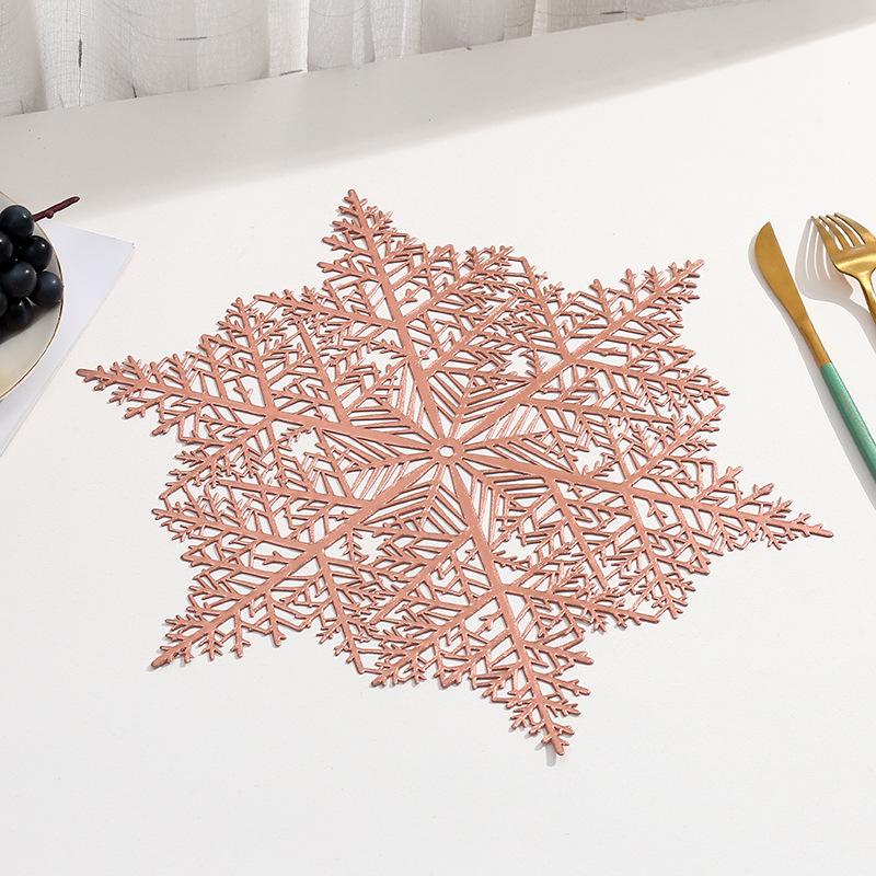 Снежинка ПВХ Рождественский Плейсмат - Горячее тиснение Рождественское украшение стола для западных ресторанов