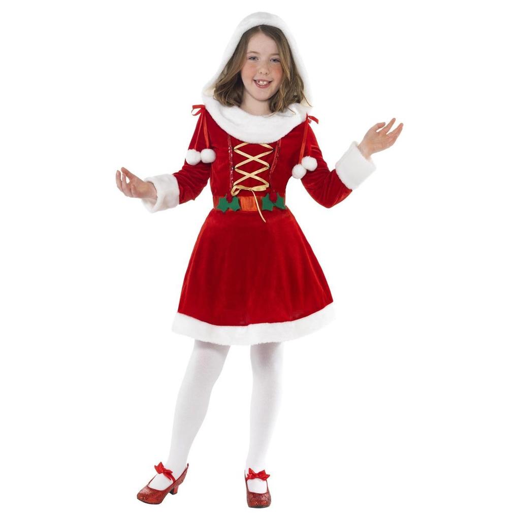 Smiffys Girls Little Miss Santa Costume Dress