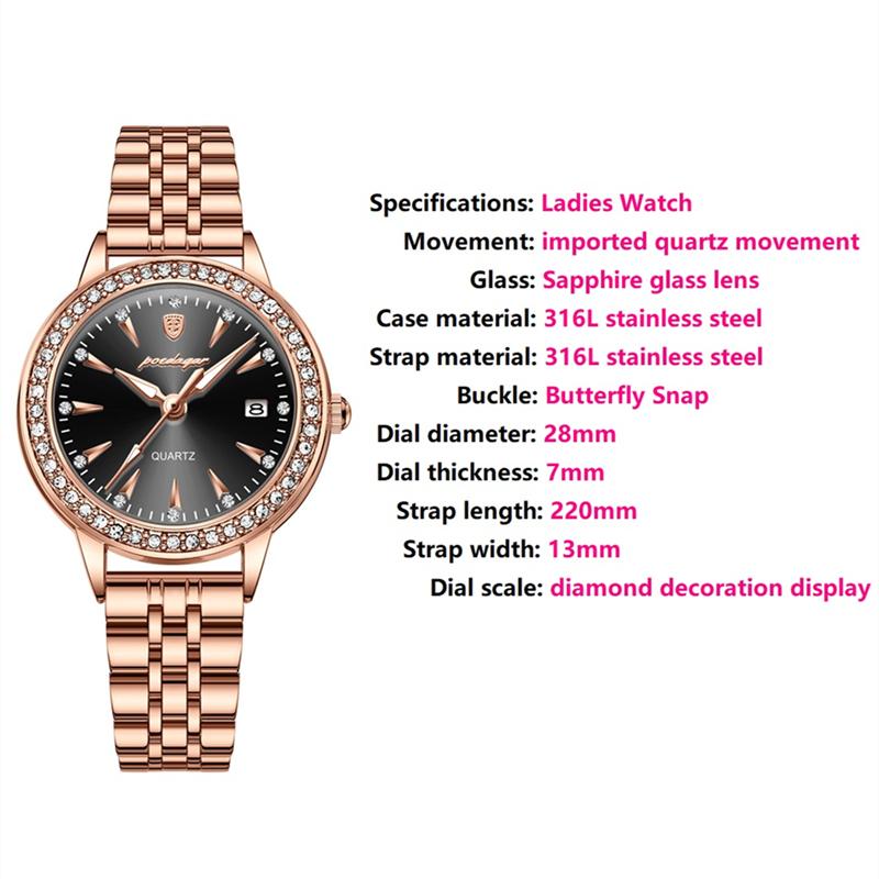 2024 Новые трендовые женские часы со светящимся водонепроницаемым календарем, автоматические часы, украшенные бриллиантами, женские ультратонкие часы