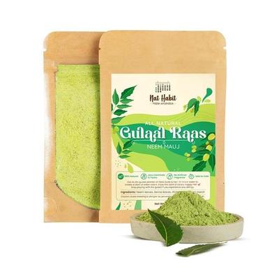 Nat Habit Neem Mauj Green Color Gulal | Органические натуральные краски Холи | Ним, сенна, листья индиго и кукурузный крахмал, травяной абир (Упаковка 2 х 50 г)