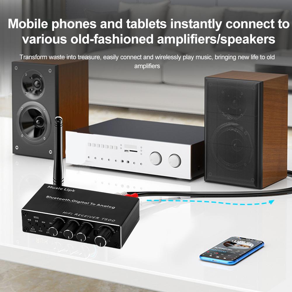 Bluetooth 5.4 Аудиоприемник 3D Стерео Коаксиальный ЦАП Конвертер USB U-Диск Воспроизведение 6.5мм Микрофон Караоке Беспроводной Адаптер Для Автомобильной Колонки