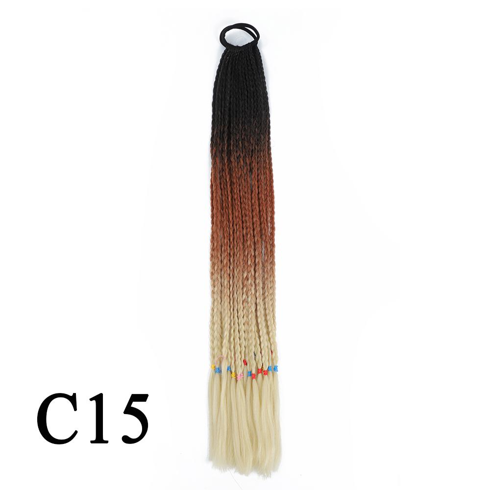 Плетеный хвост с резинкой, черный плетеный хвост ручной работы из термостойкого волокна, шиньоны с конским хвостом для девочек