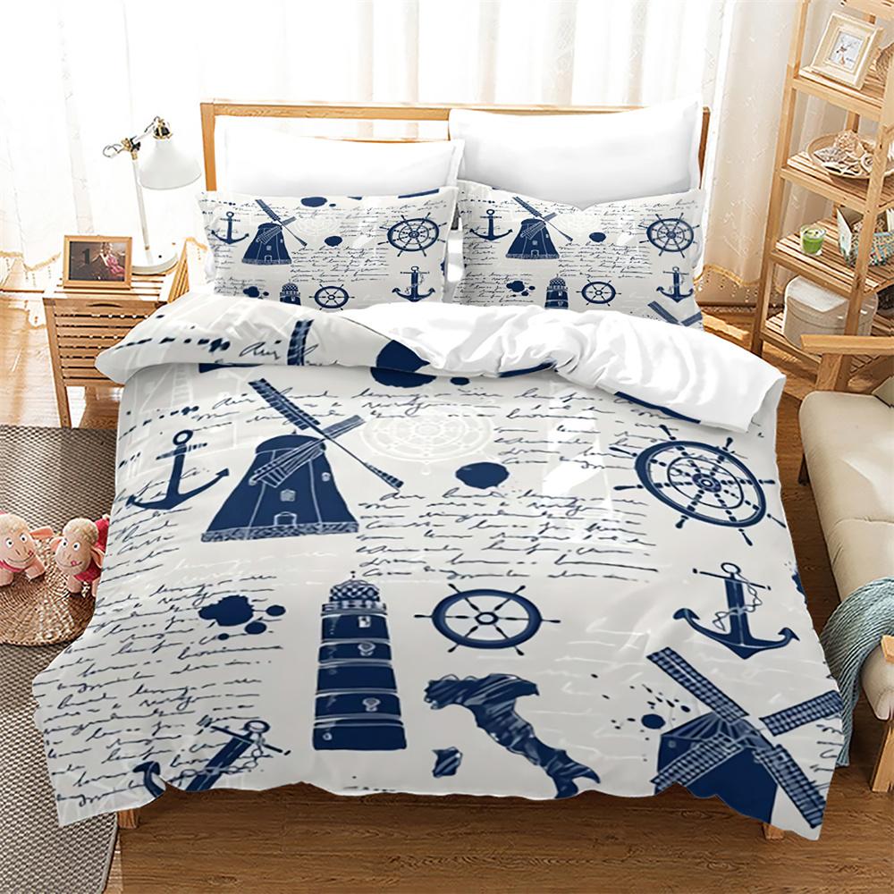 Pirate Ships Duvet Cover Set Vintage Nautical Style Comforter Cover Polyester Bedding Set Medieval Sailing Ship King Queen Size