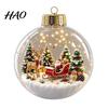 Xmas Tree Hanging Ornaments Glowing Christmas Story Ornament, Mini Holiday Scene in Ball Decoration, Winter Festival Decor Light Up Acrylic