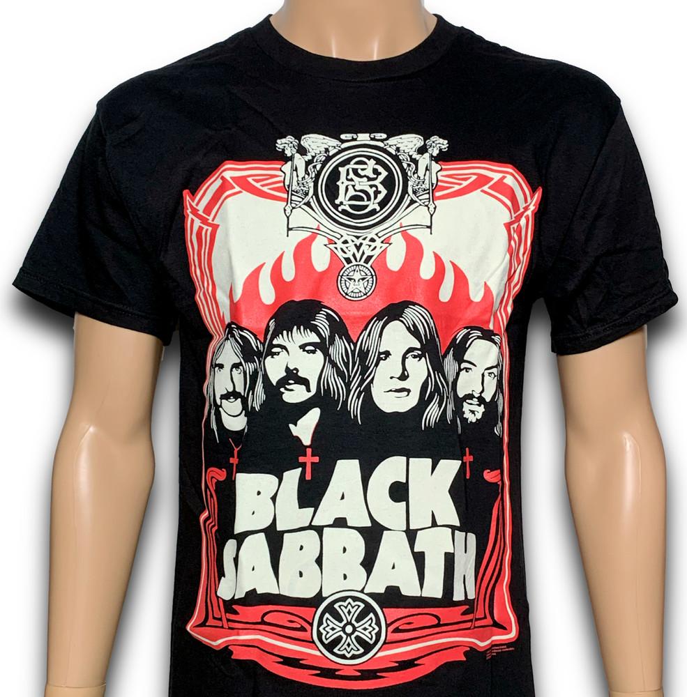 Black Sabbath Красные Пламена Новый Официально Лицензированный Футболка Унисекс