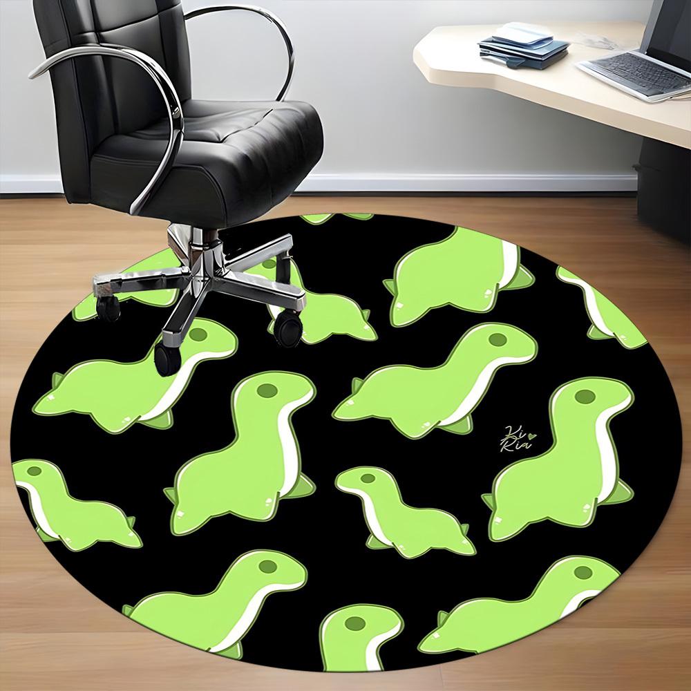 1pc Dino Green Office Round Area Rug, Under Office Chairs Bedroom Living Room Home Decor, Room Deco, Available in Various Sizes
