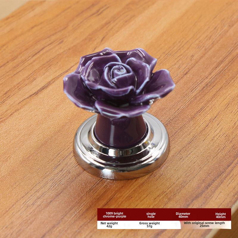 Ручка для шкафа из розовой керамики - современный пасторальный стиль, одно отверстие для ящика, гардероба или двери