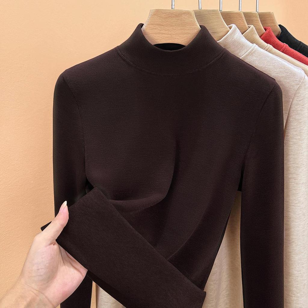 Женский теплый базовый слой из шелка тутового дерева и шерсти с флисовой подкладкой, со средней высотой горловины, коллекция осень/зима 2025