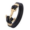 Multilayer Men Leather Bracelet Fashion Jewelry Stainless Steel Anchor Charm Bangles Handmade Wristband Gifts