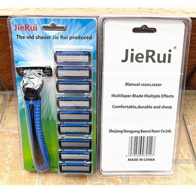 6 слоев бритвенного листа, безопасная ручная бритва, сменные головки, бритвенный станок с прямым лезвием для мужчин